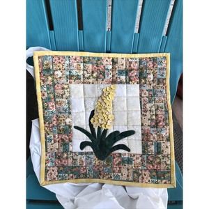 Hand Made Quilted Wall Hanging Floral 13-3/4” x 13-5/8”